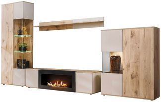 99rooms Wohnwand Kalyna, (Set (4-St), Wohnmöbel, Wohnzimmer-Set), Modern Design, Grifflos - PUSH-CLICK System, mit LED-Beleuchtung