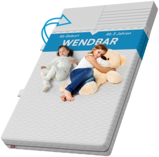 Bellabino 'Twist' Baby- und Kindermatratze 140x200 cm, Höhe 15 cm, Härtegrad H1/H2, wendbare 7-Zonen Kaltschaummatratze, abnehmbarer Bezug, Matratze für Kinder ab Geburt bis 13 Jahren
