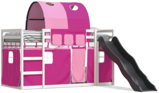 vidaXL Etagenbett mit Rutsche und Gardinen Rosa 80x200 cm 3284148