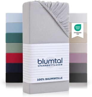 Blumtal® Basics Spannbettlaken 80x160-180 cm Jersey - Bettlaken 80x160 Kinder aus 100% Baumwolle - Oeko-TEX zertifiziertes Spannbettlaken Beistellbett/Kinderbett 80x160-180 - Moonlight Grey - Grau