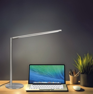 MeLiTec LED Schreibtischlampe LED-Schreibtischleuchte T186 nickel-matt, LED fest integriert, Einstellbar in 3 Stufen, 50.000 Schaltzyklen möglich, schwenkbar, dimmbar