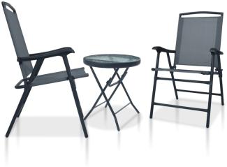 3-tlg. Bistro-Set Grau Stahl