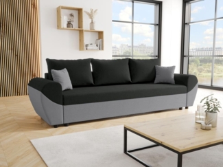 Vente-unique - Sofa mit Schlaffunktion 3-Sitzer - Stoff - Schwarz & Grau - LIERNO