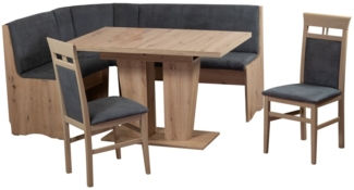 Stolebaenk Eckbankgruppe Duisburg Artisan Titanic Ibiza VE/VA, (Eckbankgruppe, 1 x Eckbank, 1 x Tisch, 2 x Stuhl)