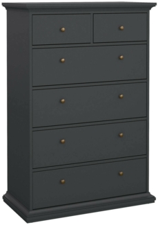 Dmora Kommode Gaetana, Mehrzweckkommode, Schlafzimmerkommode, Schrank mit Schubladen, 96x49 h139 cm, Grau
