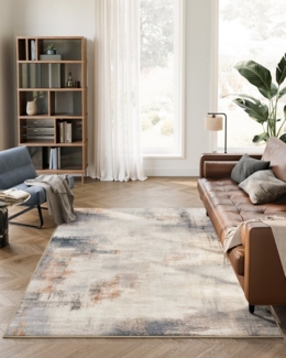 Songmics HOME Teppich, rutschfest, moderner abstrakter Stil, maschinenwaschbar, kamelbraun, 160x230 cm