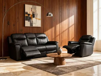 Vente-unique - EVASION Sessel Leder Schwarz - B 96 cm x H 100 cm x L 95 cm