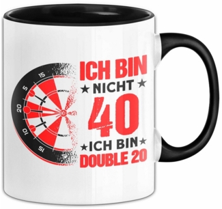Trendation Tasse 40. Geburtstag Tasse Darts Geschenk Mann Spruch Dart Fan Double 20