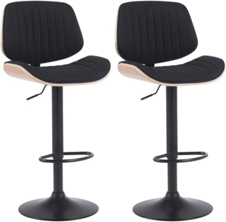 CLP 2er Set Barhocker Clawson Stoffbezug Bugholz höhenverstellbar und drehbar,natura/schwarz schwarz