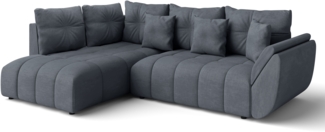 AX LIVING Couch mit Bettfunktion Corleone Ecksofa grau in L Form 266cm