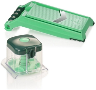Genius Gemüsehobel Nicer Dicer Chef Speed Slicer verstellbarer Hobel inkl. Handy Hopper, (Zubehör, 2-tlg), ultra-scharfe Edelstahl-V-Klinge in G-NOX-Qualität