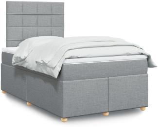 vidaXL Boxspringbett mit Matratze Hellgrau 120x200 cm Stoff 3293547