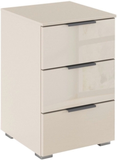 rauch Nachtkommode Nachttisch Nachtschrank Nachtkonsole AGORDO mit Glasfront (in zwei Griff-Farben, Breite 40 cm), mit 3 geräumigen Schubladen für viel Stauraum MADE IN GERMANY