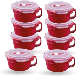 Frischhaltedosen für Lebensmittel ( 0,84 L ) - 8er Pack "Rot" - Vorratsdose luftdicht, Aufbewahrungsbox Meal Prep Box, Frühstücksschale, BPA Frei