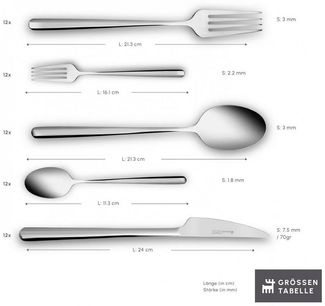 Karaca Besteck-Set Karaca Boreas Besteckset 60-tlg, für 12 Personen, Edelstah (60-tlg), Edelstahl, Spülmaschinengeeignet, rostfrei, langlebig