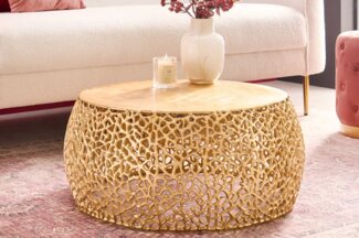riess-ambiente Couchtisch ABSTRACT LEAF Ø75cm gold (Einzelartikel, 1-St), Wohnzimmer · Metall · rund · handmade · Modern Design