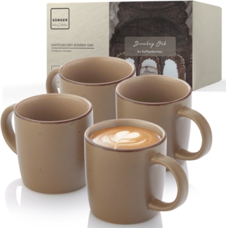 SÄNGER Steingut Kaffeebecher Bombay Oak 4 teilig