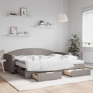vidaXL Tagesbett Ausziehbar mit Schubladen Taupe 90x200 cm Stoff 3197245