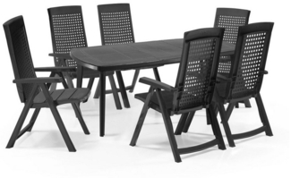 Shaf Garten-Essgruppe Milano 7-teilig anthrazit, inkl. Klappstühle Atlantiktisch, wetterfest, (7-tlg)