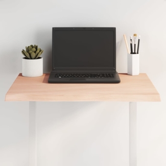 vidaXL Tischplatte 60x50x2 cm Massivholz Eiche Unbehandelt Baumkante 363866