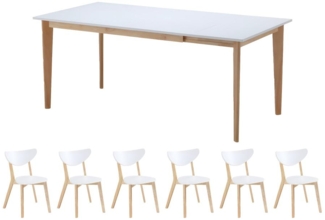 Vente-unique - Essgruppe: Tisch + 6 Stühle - Weiß - CARINE