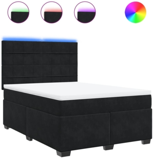 vidaXL Boxspringbett mit Matratze Schwarz 140x190 cm Samt 3293208