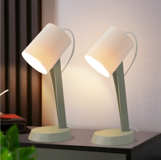 ZMH Tischleuchte Modern Landhausstil Tischlampe mit Kabel Wohnzimmer mit Kippschalter, Hochwertige Design, ohne Leuchtmittel, 2er Set Kleine E14 Nachttischlampe für Esstisch Schlafzimmer