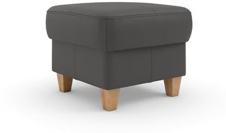 CAVADORE Leder-Hocker Palera / Polsterhocker mit Stauraum + massiven Holzfüßen als Sitzgelegenheit, Aufbewahrung, Fußablage / 58 x 48 x 58 / Leder Dunkelbraun