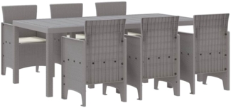 vidaXL Garten Essgruppe 7 pcs Hellgrau Polt Rattan 3378731