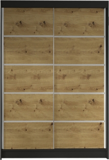Kleiderschrank Lino IV, ohne Beleuchtung, Farbe: Schwarz / Artisan Eiche