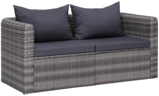 vidaXL Garten-Ecksofas 2 Stk. Grau Poly Rattan 44162