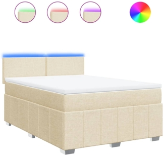 vidaXL Boxspringbett mit Matratze Creme 140x200 cm Stoff 3289389