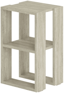 Calicosy Nachttisch mit 2 Regalböden, Travertin-Dekor H55 cm - LONIE - Beige