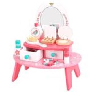 Tooky Toy Kinder Schminktisch TL098A, Holz, 16-teilig, Schminkset, 2 Schubladen rosa