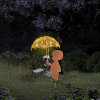 abc HOME LED Gartenleuchte Mädchen, Junge mit Regenschirm, LEDs, Solarpanel, Lichtsensor, Zwei Varianten: Junge und Mädchen