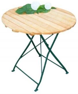 Klapptisch Holztisch Gartentisch Tisch, rund, Gestell dunkel Grün 77 cm