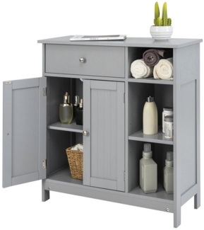 COSTWAY Badkommode mit Schublade & Türen & Fächern, Holz, 75x30x80cm, Grau