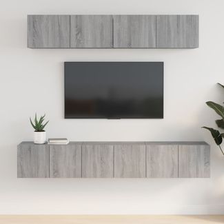 5-tlg. TV-Schrank, Lowboard TV Grau Sonoma Holzwerkstoff