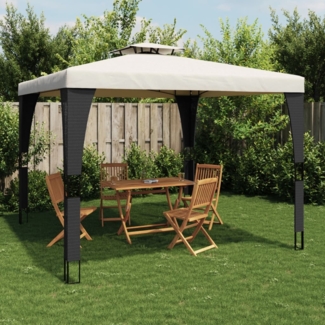 vidaXL Pavillon mit Doppeldach Creme 2,98x2,98 m Stahl 368440