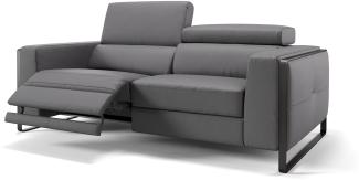 Sofanella Dreisitzer MANZANO Ledercouch Funktionssofa Couch in Grau