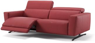 Sofanella Ledercouch ALESSO Dreisitzer Sofa Echtleder in Rot XL: 236 Breite x 108 Tiefe