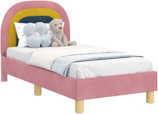 vidaXL Kinderbettgestell mit Kopfteil Rosa 70x140 cm Samt 42011005