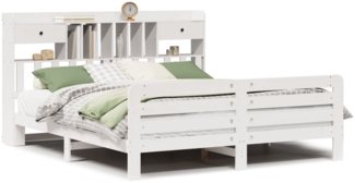 vidaXL Massivholzbett mit Regal ohne Matratze Weiß 180x200 cm Kiefer 3309972