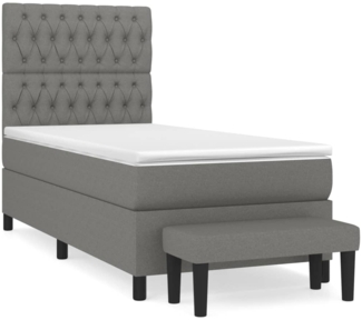 vidaXL Boxspringbett mit Matratze Dunkelgrau 90x190 cm Stoff 3136798