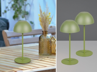 2er SET Akku LED Tischleuchten kabellos für Innen & Außen, Grün - 20cm klein