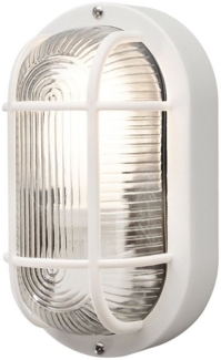 KONSTSMIDE LED Außen-Wandleuchte, LED wechselbar, Warmweiß, Klassische Feuchtraumleuchte aus Kunststoff & Acrylglas, Weiß H: 20cm