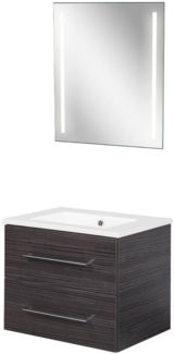 FACKELMANN B.PERFEKT Waschtisch Set mit Spiegel 62 cm breit, Anthrazit, Waschbecken Keramik Weiß