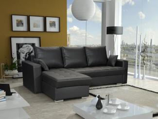 Ecksofa Sofa ADARA mit Schlaffunktion Kunstleder Schwarz Otto. Links