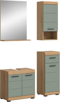 Xonox Scout Badkombination (B/H/T: 112x191x34 cm) in Salbei und Artisan Eiche Nachbildung