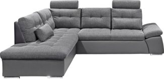 ED EXCITING DESIGN Ecksofa Jakarta L-Form, mit Bettfunktion, Kopfstützen, Nierenkissen etc.